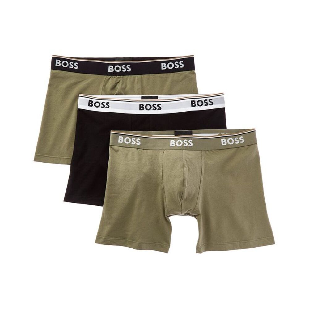 Hugo Boss Mens Boss  Set Of 3 Power Boxer Brief, Green